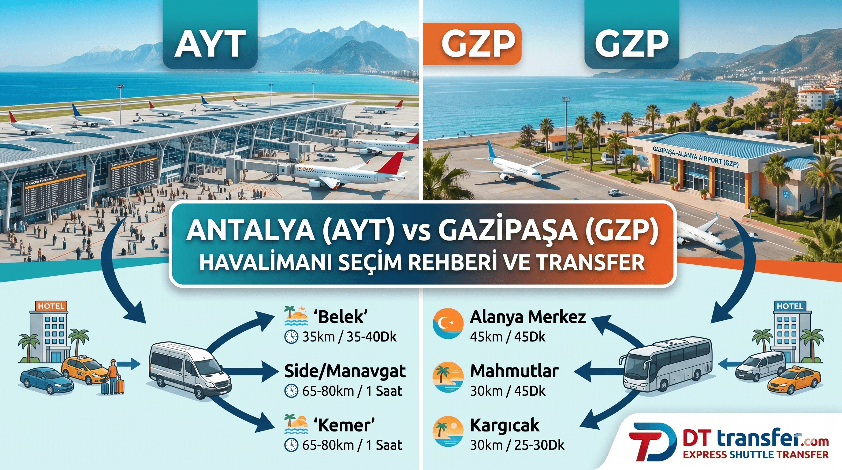 Antalya Havalimanı (AYT) mi, Alanya Gazipaşa Havalimanı (GZP) mı? Hangi Havalimanını Seçmelisiniz?